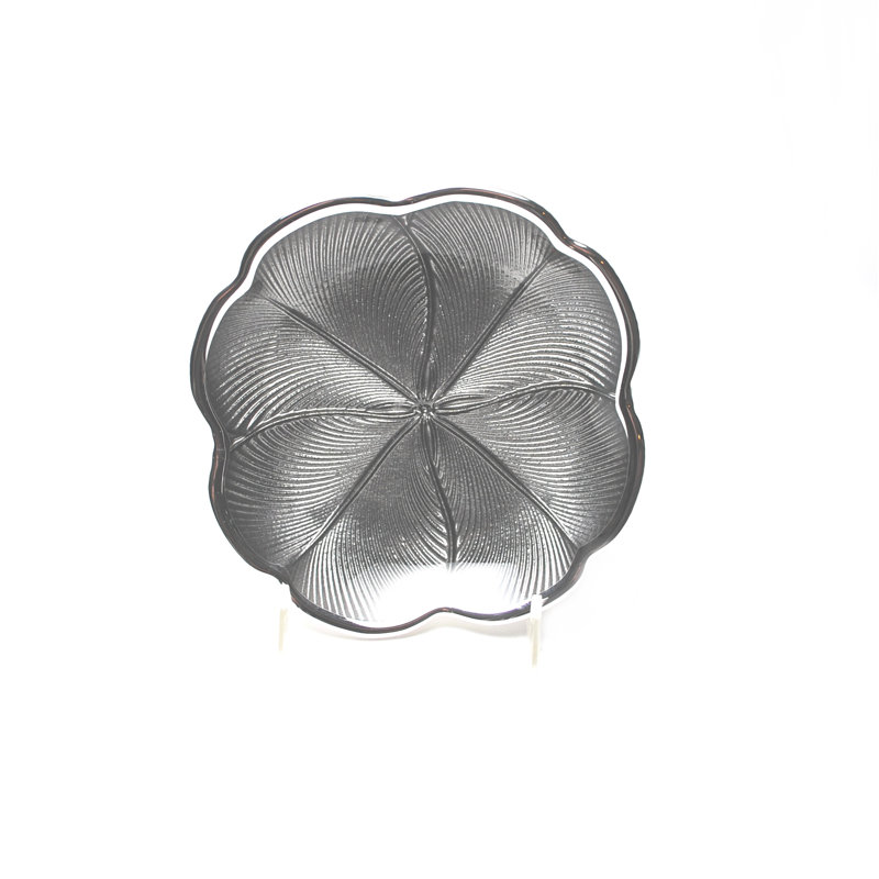 Quadrifoglio Glass Tray, Ice Gray