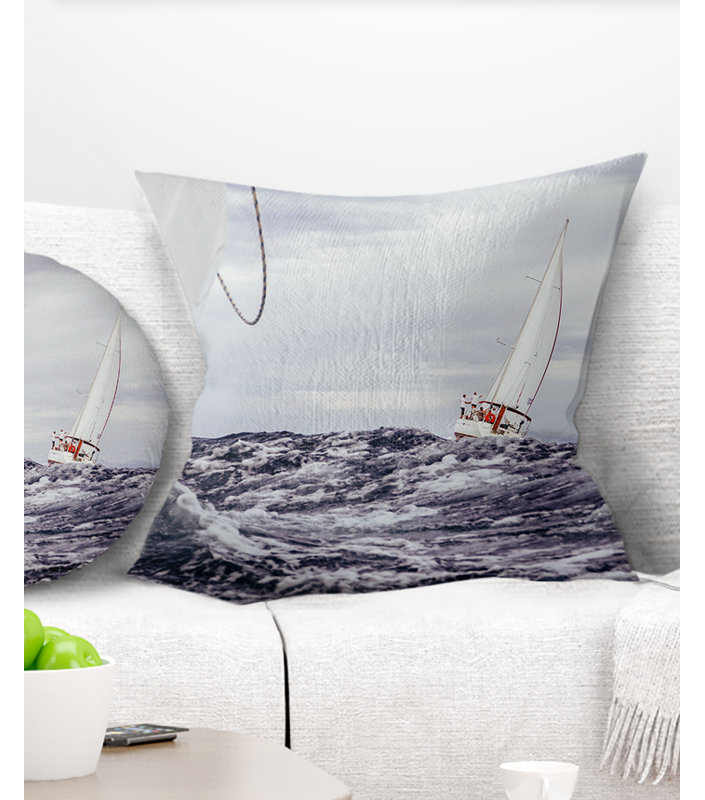 Coussin à imprimé tempête tout en voile - Sea & Shore, 18 po x 18 po, Coussin décoratif