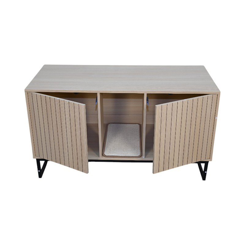 Maison de chat moderne en bois avec tapis à gratter