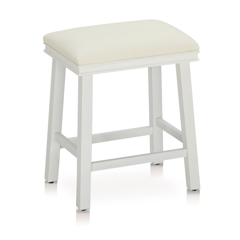24" Backless Kitchen Counter Stool With Sponge Upholstery, White, Tan