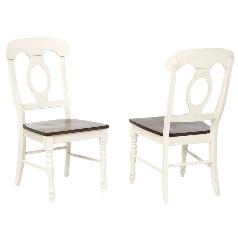 Chaise d'appoint en bois massif Azizi, Blanc antique