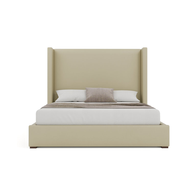 Diland Vegan Leather Wingback Bed, King, Cream