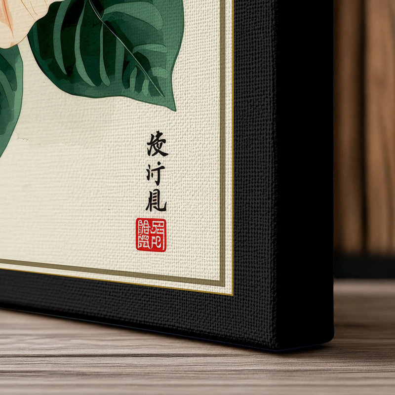 Hibiscus Study Botanical - Wrapped Canvas, 18x12 - 45.7 x 30.5 cm, Black Border