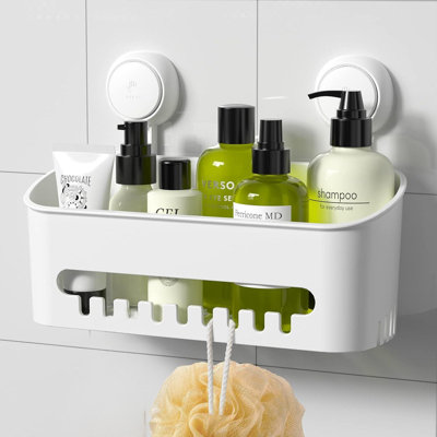 Strong Suction Cup Shelf With A Load-Bearing Capacity Of 22 Lbs, Drill-Free, Detachable And Waterproof, Wall-Mounted Storage For Shampoo, Keeping Bathrooms And Kitchens Tidy And Space-Saving.