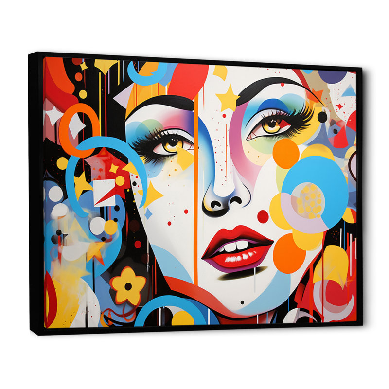 Pop Art Iconographie Portrait II sur toile, H 12 po x l 20 po x P 1 po, Cadre flottant noir