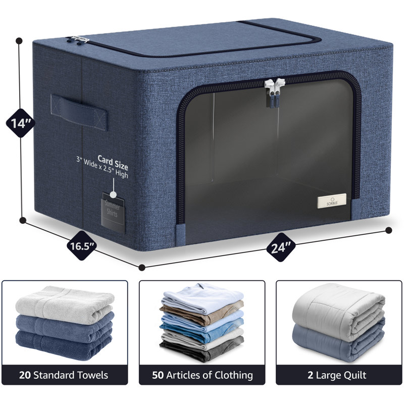 Boîte de rangement avec fenêtre, contenants de rangement en tissu avec grande fenêtre transparente et poignées de transport