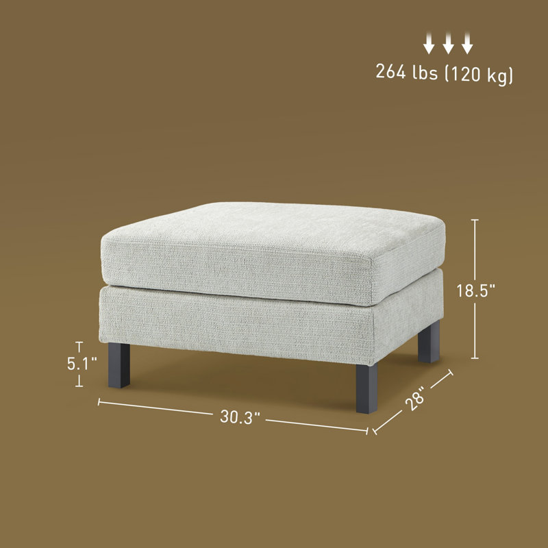 Module for Modular Sectional Sofa, Ottoman with Wood Legs and Pocket Spring