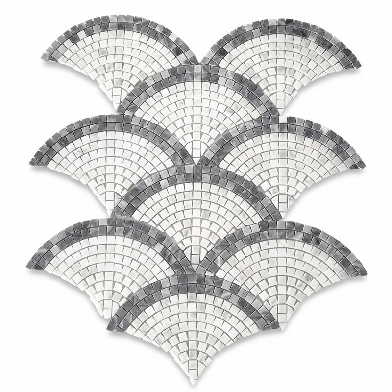 7" x 13" Marble Fish Scale Mosaic Wall & Floor Tile