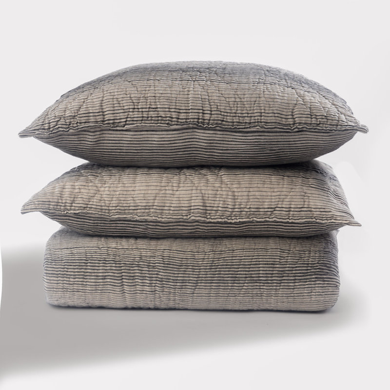 HUGGIN Linen Quilt Set, Queen Quilt + 2 Standard Shams