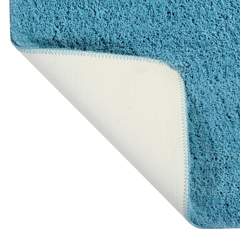 Loida Collection 100% Polyester Machine Washable 3 Piece Plush Bathroom Rug Set, Blue