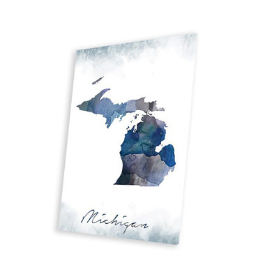 «Michigan State», impression bleutée sur verre acrylique