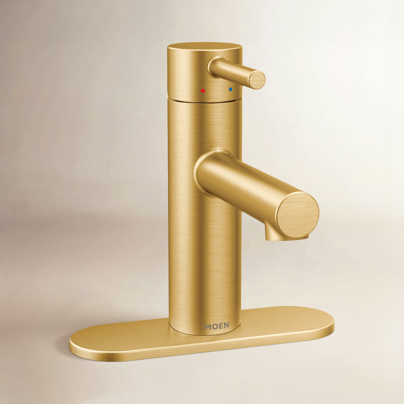 Align Single-Hole Bathroom Faucet with Drain, Brushed Gold