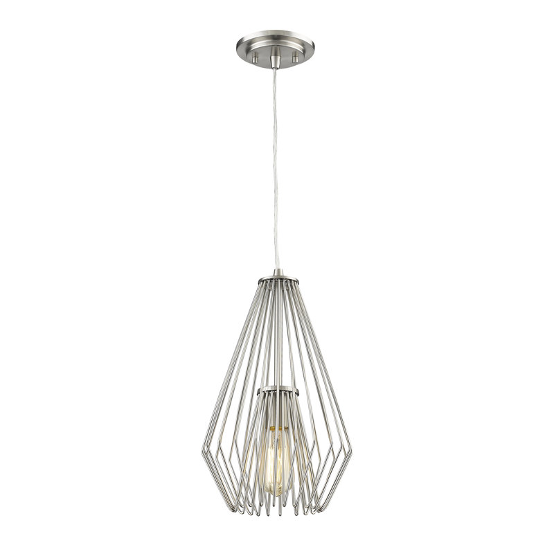 Luminaire suspendu géométrique unique à 1 lumière avec détails en fer forgé Frankie, H 15,75 po x l 9,25 po x P 9,25 po