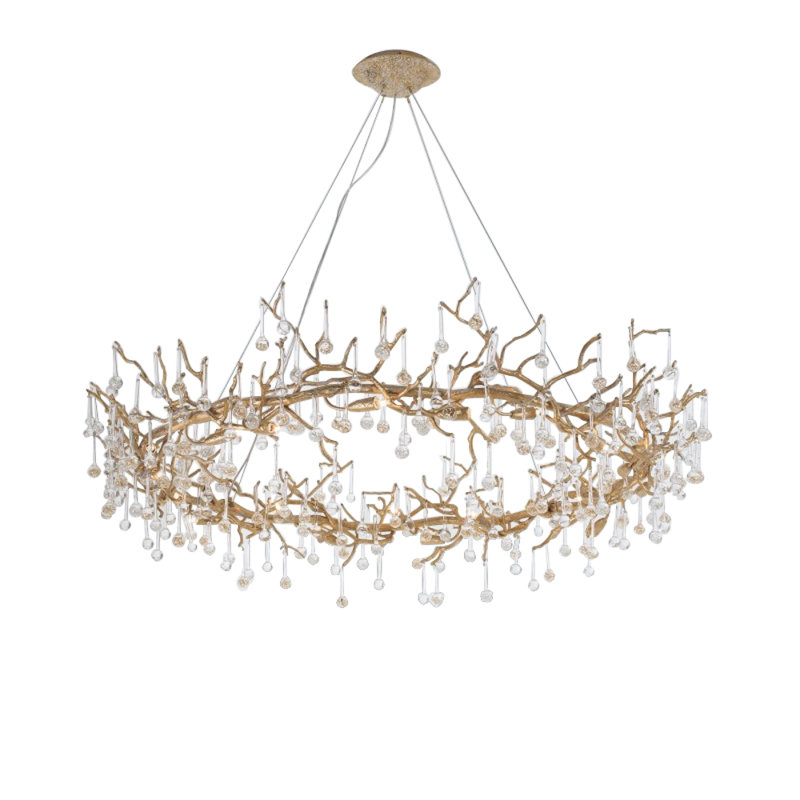 Lustre en forme de goutte Bijout, Argent antique, H 30 po x l 25 po x P 12 po, Noir