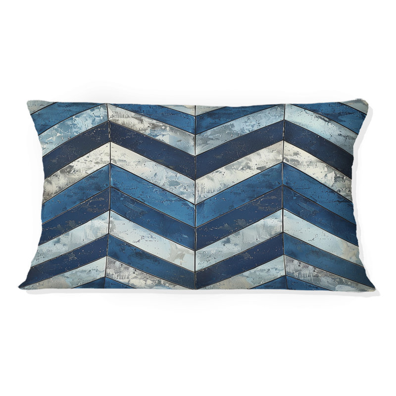 Imprimé à chevrons bleu argenté II - coussin lombaire moderne