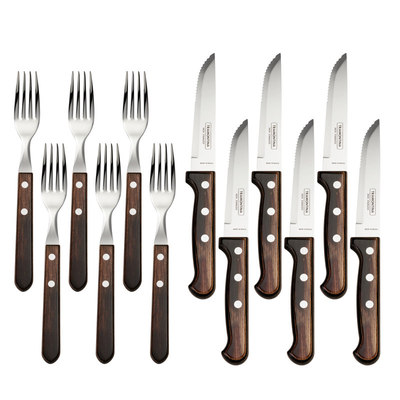 Churrasco Bbq 12 Pc Polywood Jumbo Fork And Steak Knife Set…