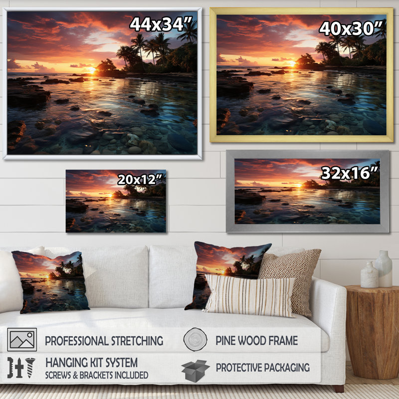 Dominicain Tropical Dreams, reproduction d'art sur toile, H 12 po x l 20 po x P 1 po, Cadre photo noir