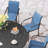 60" Patio dining set with Metal Round Dining Table and Stackable Armrest Dining Chairs-338579538