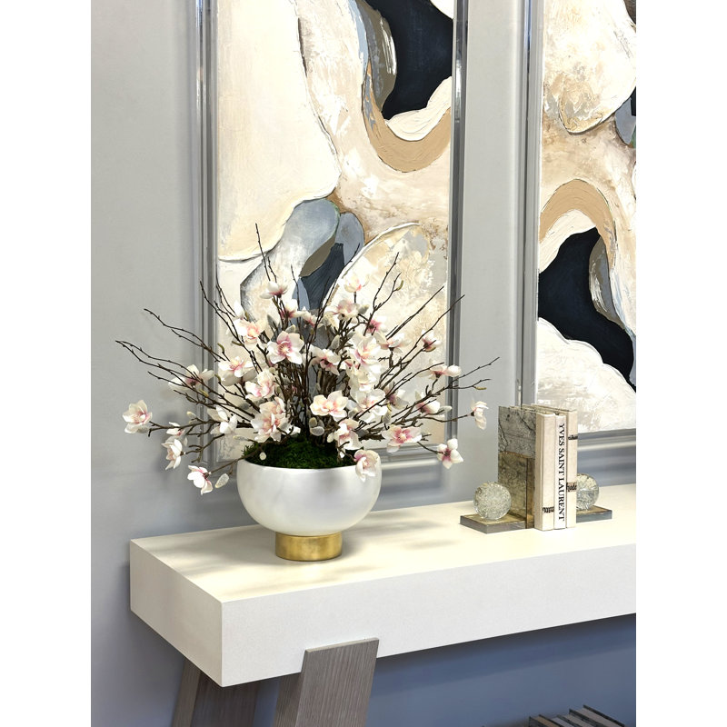 Butterfly Magnolia In A Ceramic Round Vase