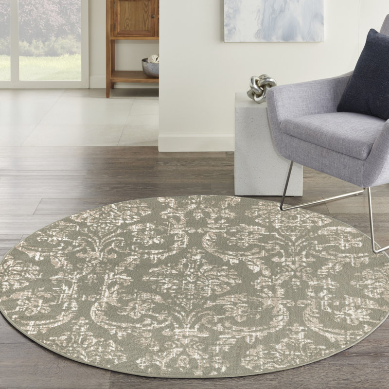 Bilbrey Damask Area Rug, Round 5'3"
