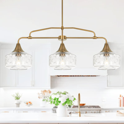 3-Light Gold Island Light for Kitchen
