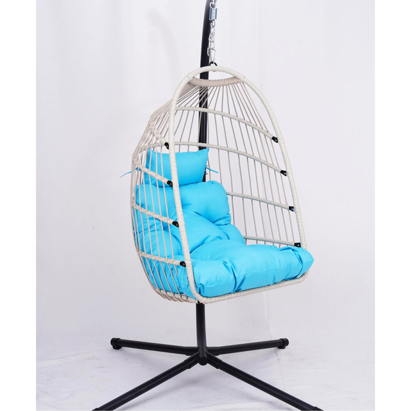 Fauteuil à œufs d'extérieur avec support - bleu, assise spacieuse, ajout de patio élégant surdimensionné, sièges, Blue
