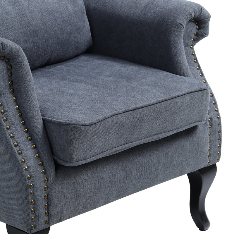 Trowbridge Upholstered Wingback Chair, Grey Velvet