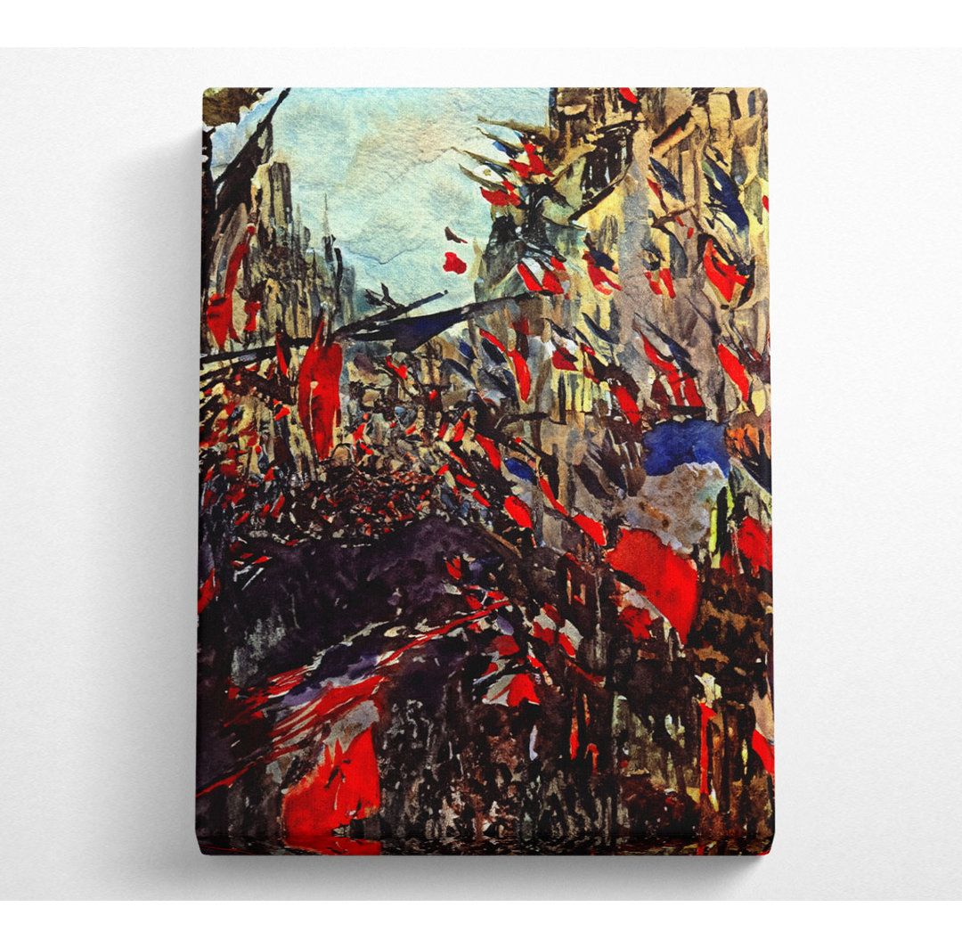 Rue Staint Denis am Nationalfeiertag von Monet, Kunstdruck auf Leinwand