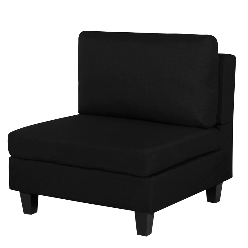 Tayyibah Eucalyptus Outdoor Armless Lounge Chair, Black