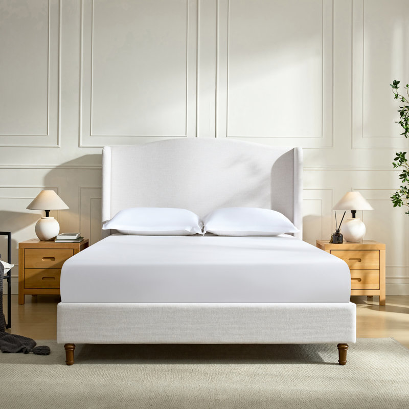 Lit très grand lit - Tête de lit tapissier en chenille de 54 po avec concept minimaliste et sans sommier, King