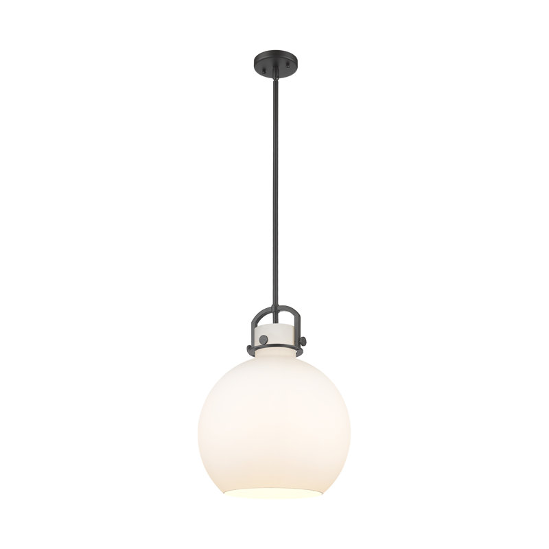 Luminaire suspendu à 1 tige Sligo, H 17,63 po x l 14 po x P 14 po, Blanc, Nickel poli