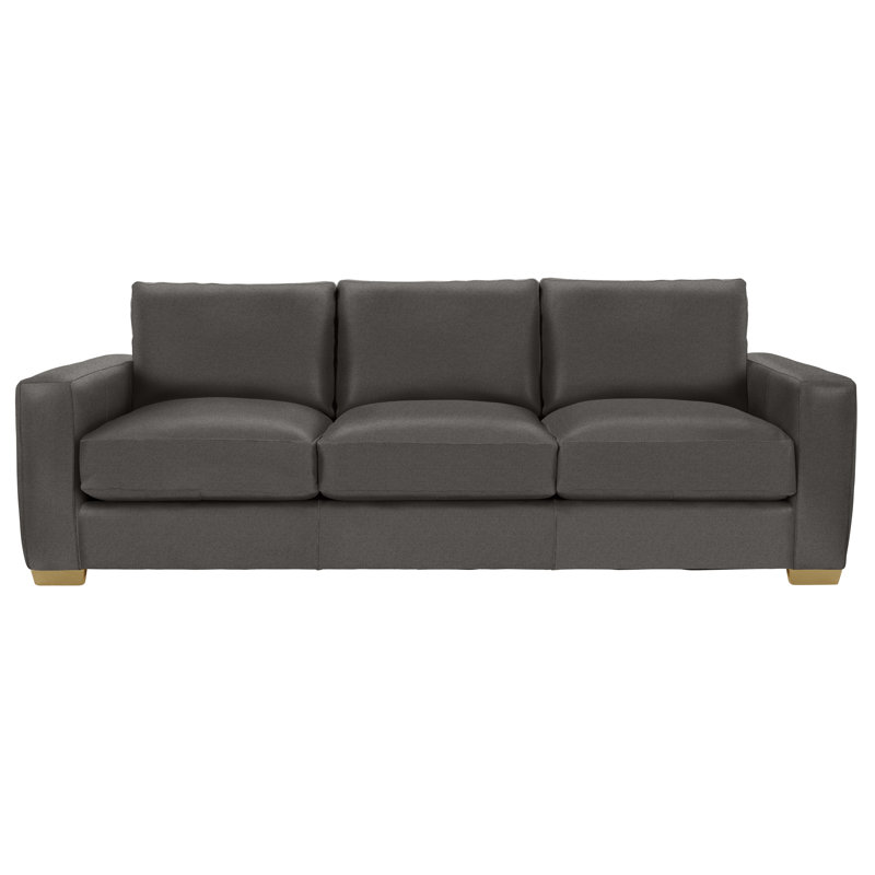Dawkins 94'' Genuine Leather Square Arm Sofa, Antique Gold, 361-012