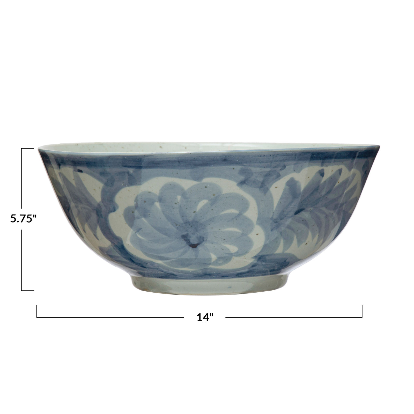 Caspen Hand-Painted Stoneware Bowl, Blue