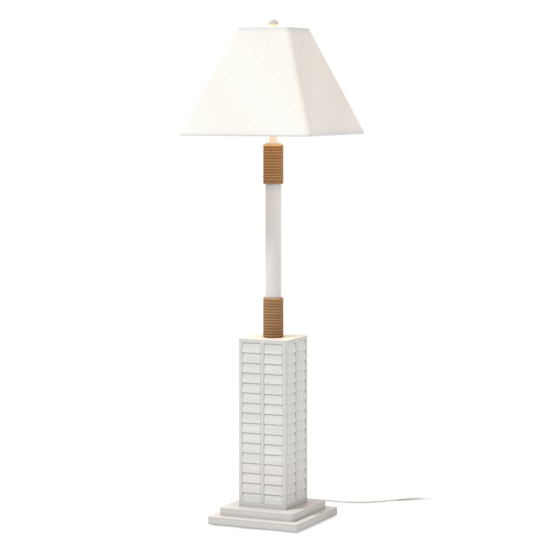 Cyndra 63'' Standard Coastal Shutter Floor Lamp - 3 Way Switch - Linen Shade, White
