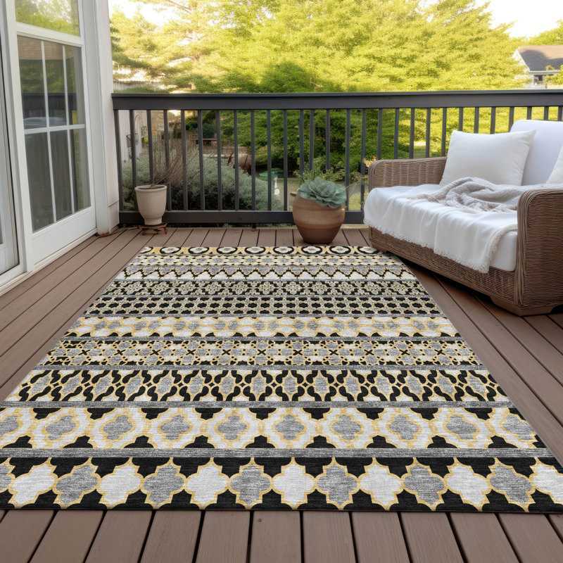 Machine Washable Indoor/Outdoor Juli ACN726 Charcoal, Rectangle 8 pi x 10 pi