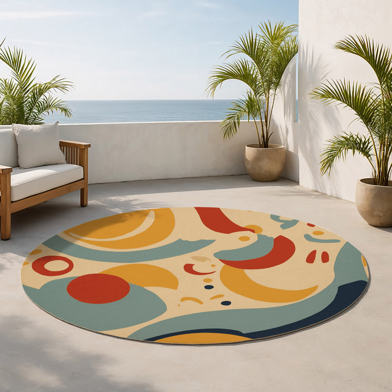 Tapis intérieur et extérieur Funky Ripple, Rond 5 pi