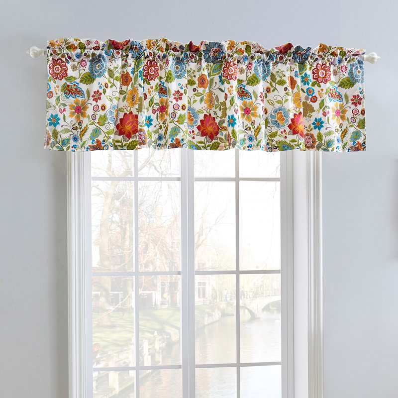 Astoria Floral Polyester Rod Pocket Valance, 84x19"
