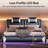 Floating Bed Frame with LED Lights, Modern Faux Leather Upholstered Platform Bed-1240193552-1240193561