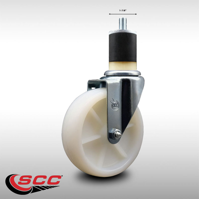 Roulettes pivotantes à tige en nylon de 5 pouces pivotant de 1-7 / 8 pouces SS SCC