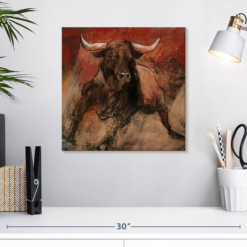 Crowle Bull abstrait, H 16 po x l 16 po