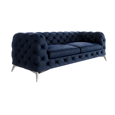 Chesterfield Sofa  3 Seater with Silver Metal Legs