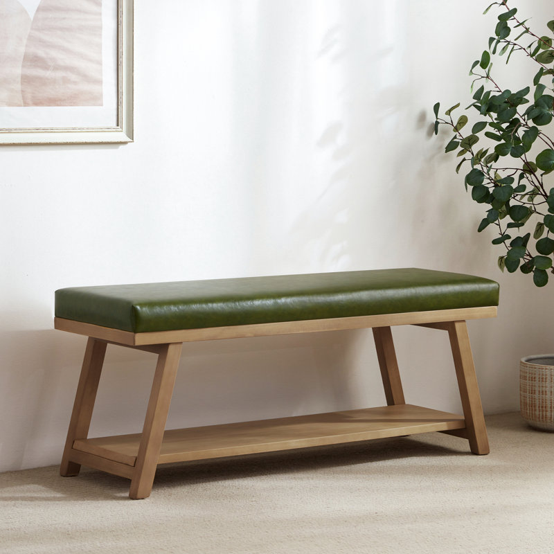 Banc de rangement en similicuir Hahnville, Vert