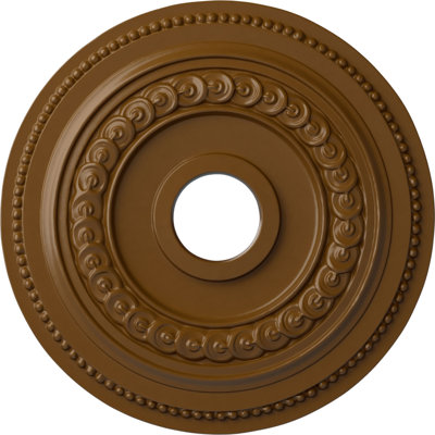 Endurathane Oldham Ceiling Medallion, 18"OD x 3 3/8"ID x 7/8"P (Fits Canopies up to 8 5/8"), Hand-Painted Smokey Topaz Finish