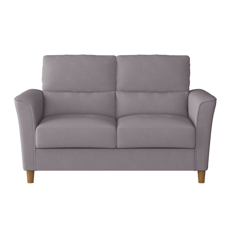 Causeuse à accoudoirs évasés 59 po Alennah, 100% polyester gris clair