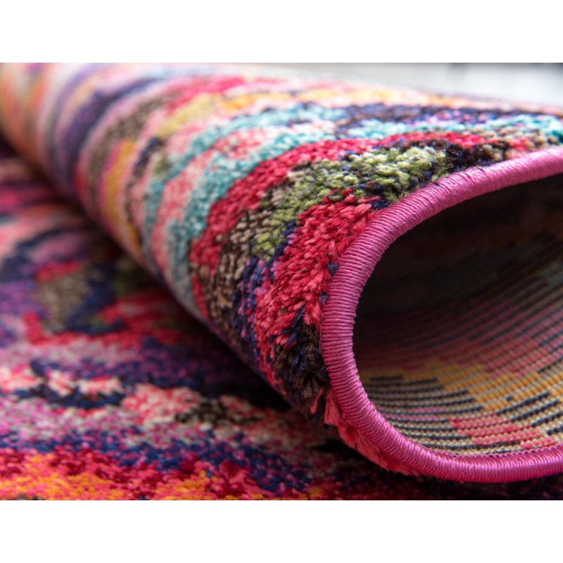 Eddins Washable Ikat Indoor Rug, Rectangle 6'1" x 9'