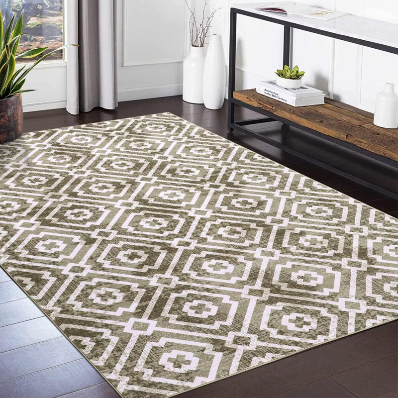 Tapis à grand tapis antidérapant à motif lavable, Rectangle 8 pi x 10 pi