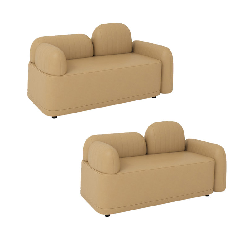 Banc rembourré en similicuir, Brun clair