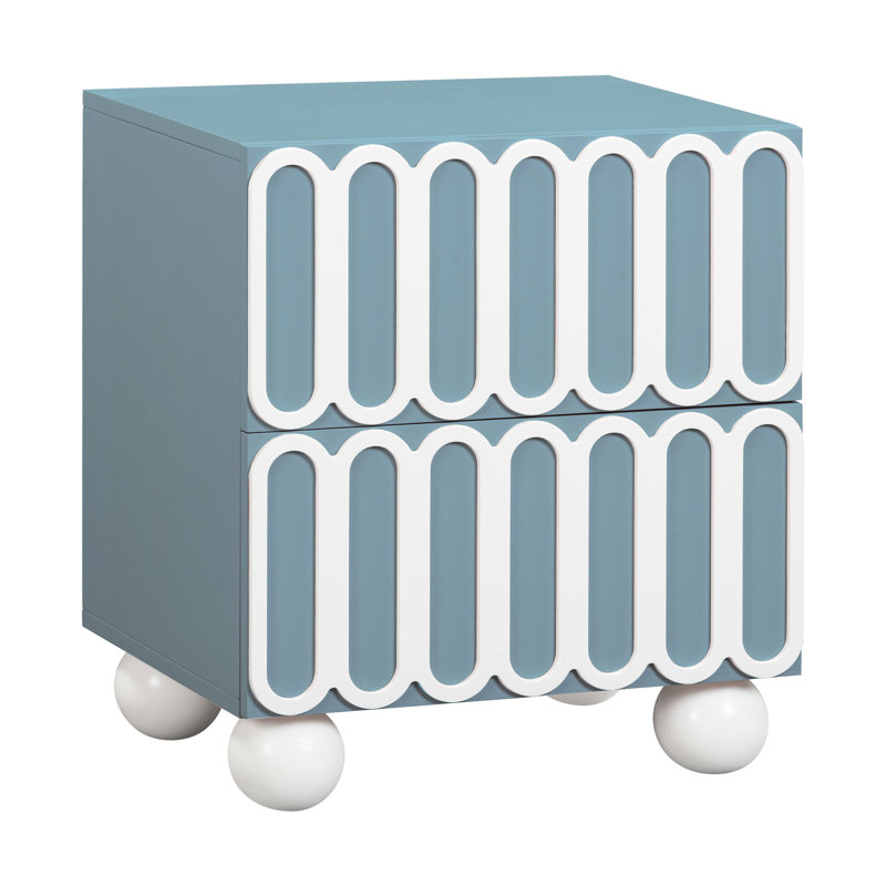 Table de chevet 2 tiroirs Insley, Bleu