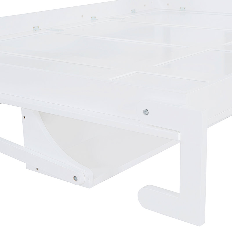 Grand lit mural blanc avec charnières hydrauliques, espace et pratique, capacité de poids de 600 lb, rangement pour matelas inclus, convient aux intérieurs industriels, bureau de levage suggéré de 10 pouces, option pour les chambres,