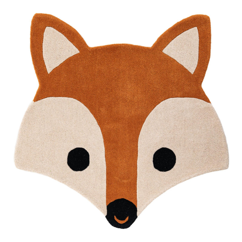 Tapis en laine pour enfants Unique Loom Fox Playtime, Renard 4 pi 1 po x 4 pi 1 po